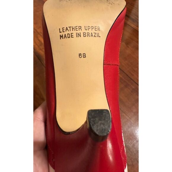 Apostrophe Shelby Vintage 1960's Leather Brazil Red-White Wingtip Heels Shoes 6B - Picture 6 of 7